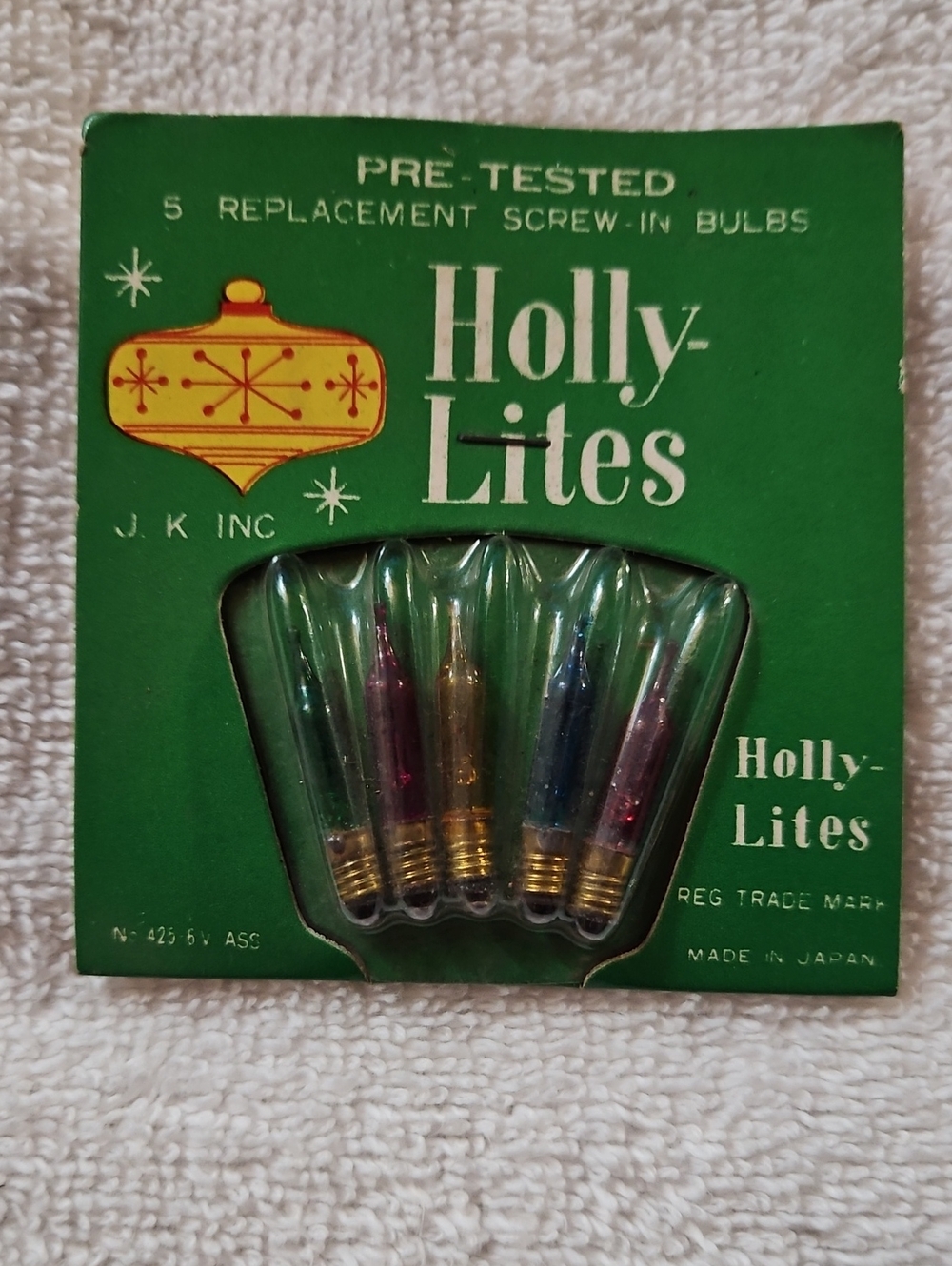 Vintage Holly-Lites Christmas Bulbs Replacement Screw-In Mini Midget Japan